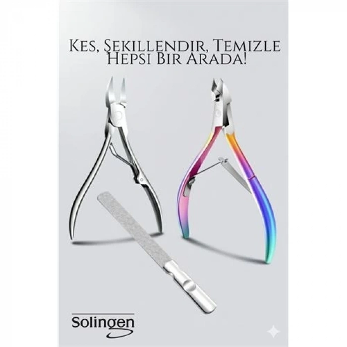 3’lü Paslanmaz Manikür Seti – Tırnak Makası, Et Pens, Kavisli Makas | Evde Profesyonel Bakım