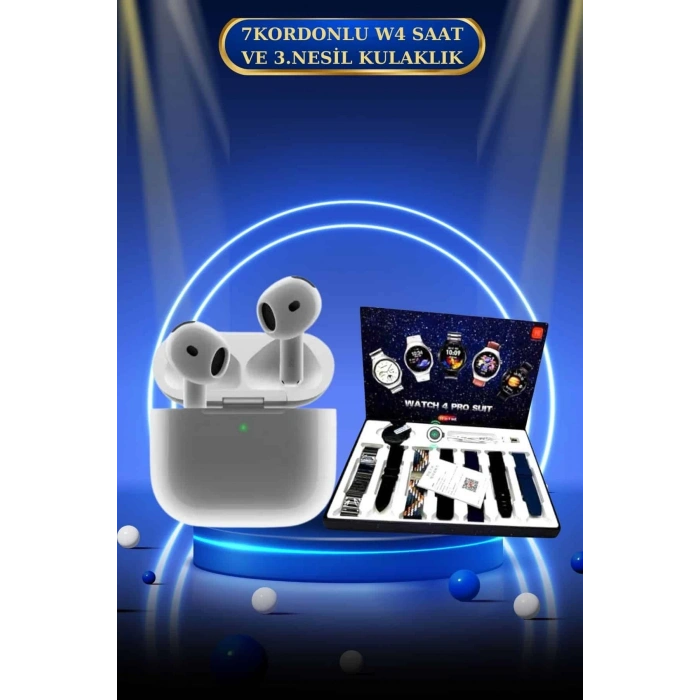 Mey İthalat® 3.Nesil TWS Bluetooth Kulaklık Bluetooth Bağlantılı Akıllı Saat Amoled Ekran Plastik Hasır Kordon