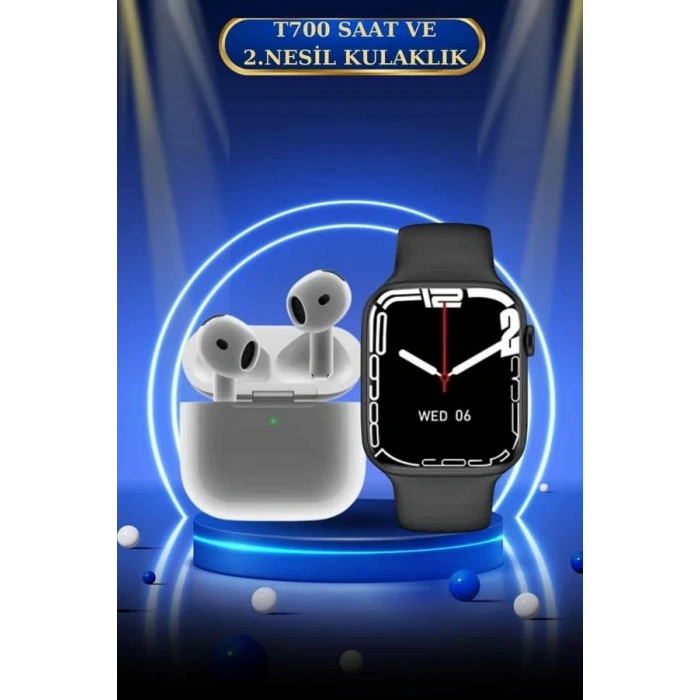 Mey İthalat® 3.Nesil TWS Bluetooth Kulaklık ve Dokunmatik Ekran Akıllı Saat Sesli Görüşme