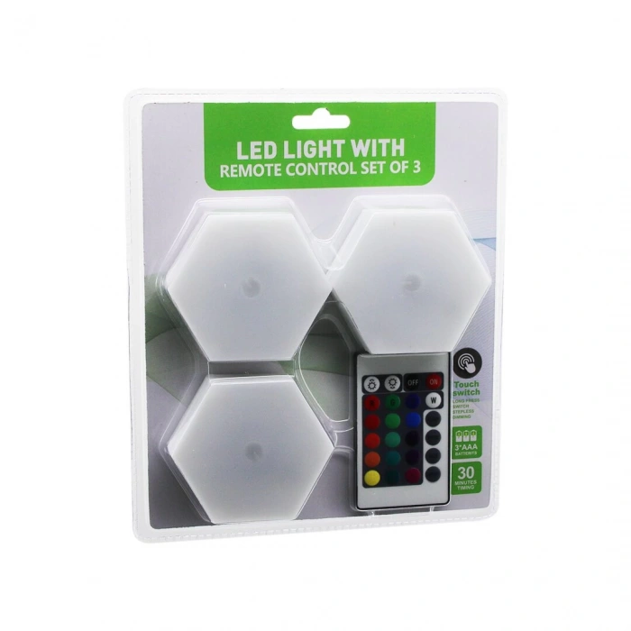 3PCS - ALTIGEN - RGB   KUMANDALI - PİLLİ - DOKUNMATİK  LAMBA SETİ  6 LED (5047)