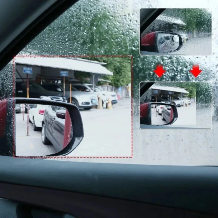 4 Parça Yan Aynalar ve Yan Camlar İçin Araç Ayna Yağmur Kaydırıcı ve Cam Buğu Önleyici Film Seti (5047)