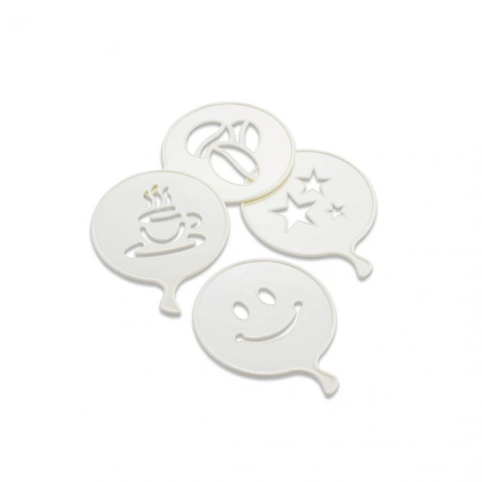 4 PCS SÜSLEME ŞABLONU PLASTİK KAHVE FİNCAN - YILDIZ - GÜLEN YÜZ - PALYAÇO (5047)