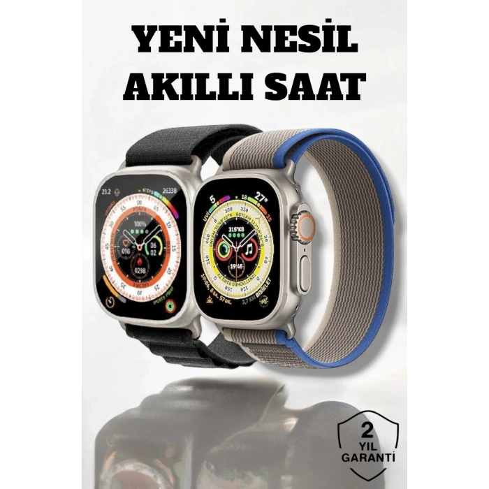 Mey İthalat® 49MM Ekranlı, Kan Basıncı ve Adımsayar Özellikli Bluetooth Akıllı Saat