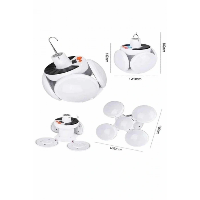 Mey İthalat® 5 Kanatlı Bahçe Aydınlatma Led Askılı Solar Güneş Enerji Usb Sarjlı