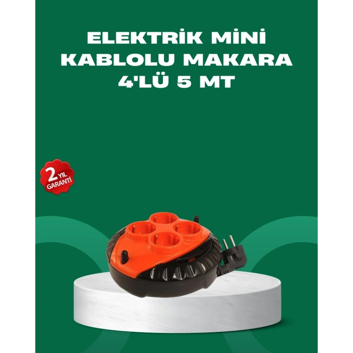 Mey İthalat® 5 Metre Kablolu 4’lü Kırmızı Priz Makara