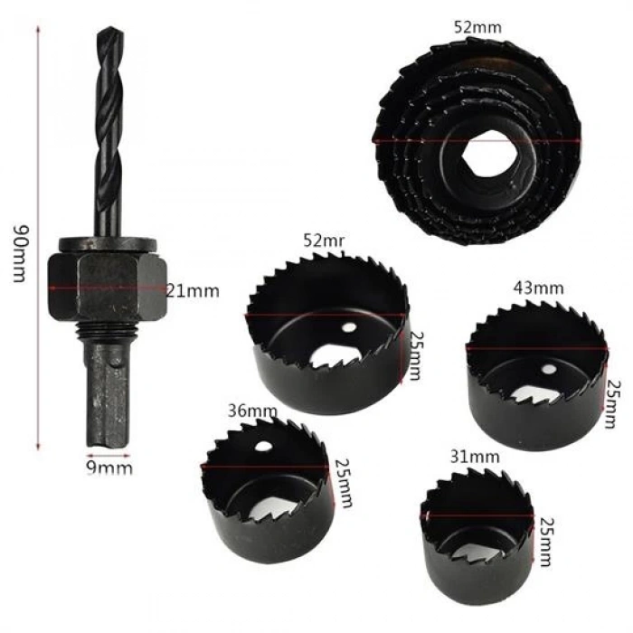 6 Parça Demir Ahşap Alçıpan Delme Buat Açma Seti (5047)