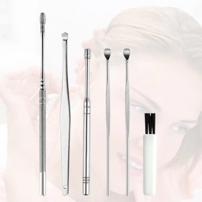 6 Parça Paslanmaz Çelik Kulak Balmumu Toplayıcı Çıkarıcı Temizleyici Bakımı Çubuk Seti (5047)