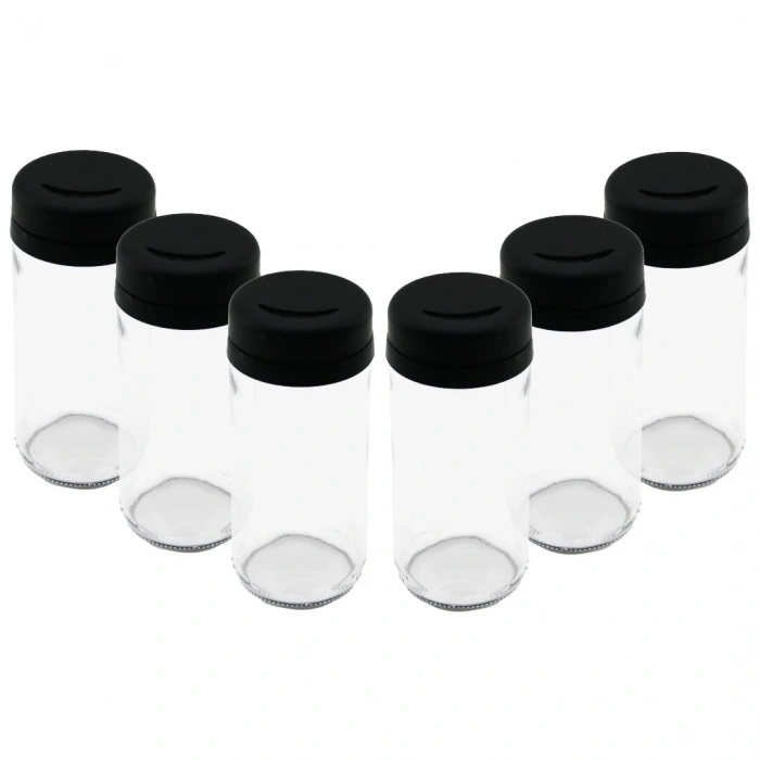 6 PCS CAM - 225ML BAHARATLIK - TUZLUK PLASTİK KAPAK (5047)