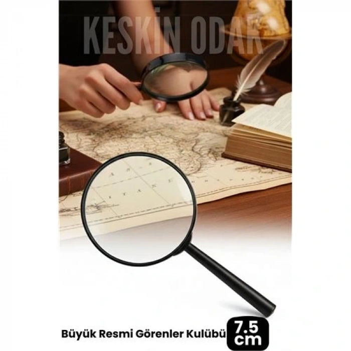 Mey İthalat® 7.5 cm Optik Lensli El Tipi Büyüteç | Profesyonel Okuma, Hobi, Koleksiyon Merceği