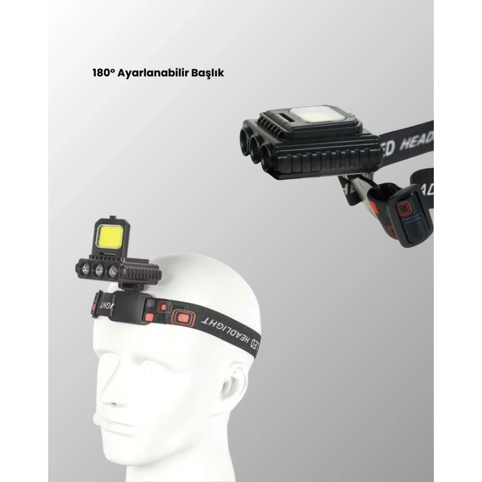 Mey İthalat® 800 Lumen LED Kafa Lambası COB ve XPE Led Type C Şarjlı Ayarlanabilir