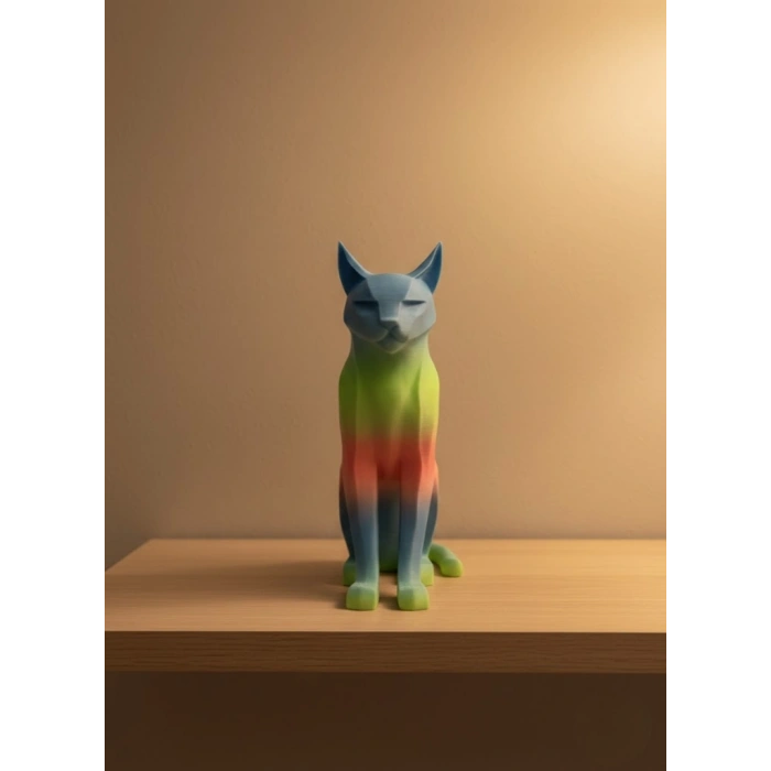 Mey İthalat® Açık Rainbow Kedi Biblo Modern Salon ve Raf Dekoru