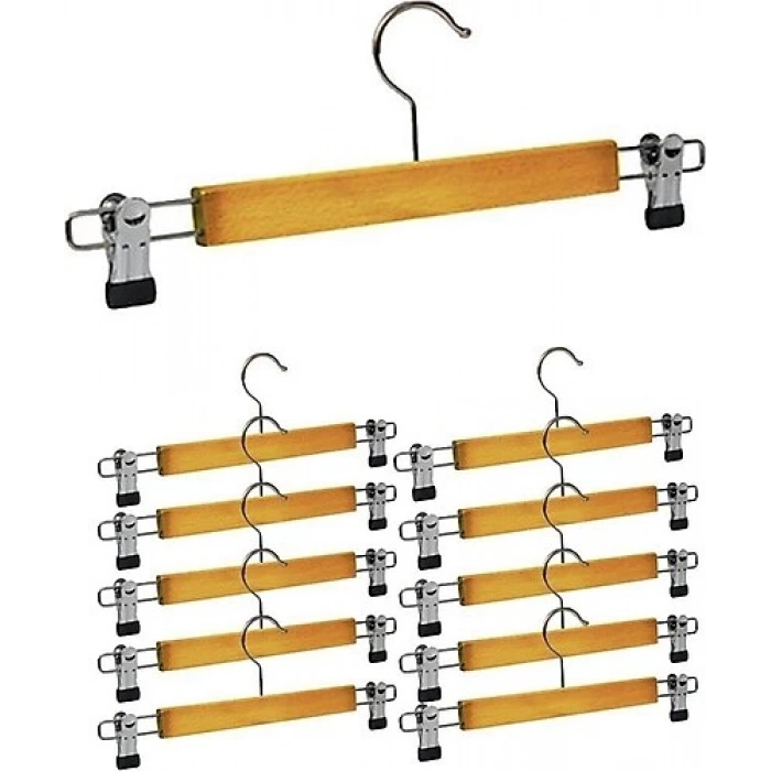 10 ADET AHŞAP METAL UÇLU PANTOLON VE ETEK ASKISI (5047)
