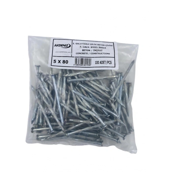 Mey İthalat® Akdeniz 5X80 Kanallı Çelik Çivi 100 lü