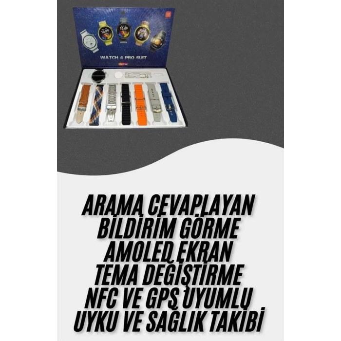 Mey İthalat® Akıllı Saat Çoklu Kordon Seçenekli Dokunmatik Ekran Nabız Sensörlü