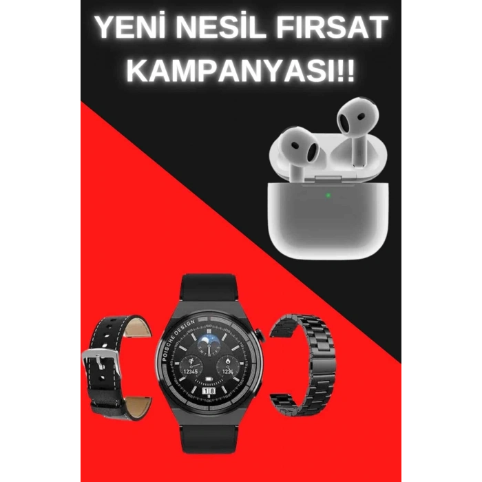 Mey İthalat® Akıllı Saat ve Kulaklık Seti Bildirim Görme Arama Cevaplama ANC Özelliği