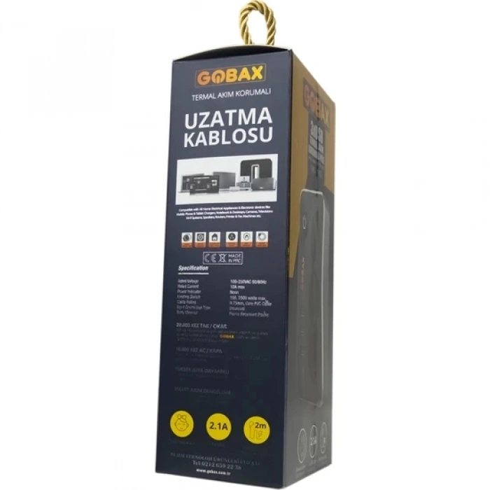 Akım Korumalı Akıllı Priz,termal Akım Korumalı 3x Ledli Usb, 3x Priz 2 M Uzatmalı Çocuk Korumalı (5047)