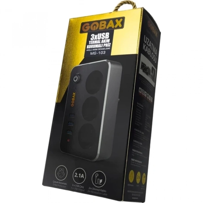 Akım Korumalı Akıllı Priz,termal Akım Korumalı 3x Ledli Usb, 3x Priz 2 M Uzatmalı Çocuk Korumalı (5047)