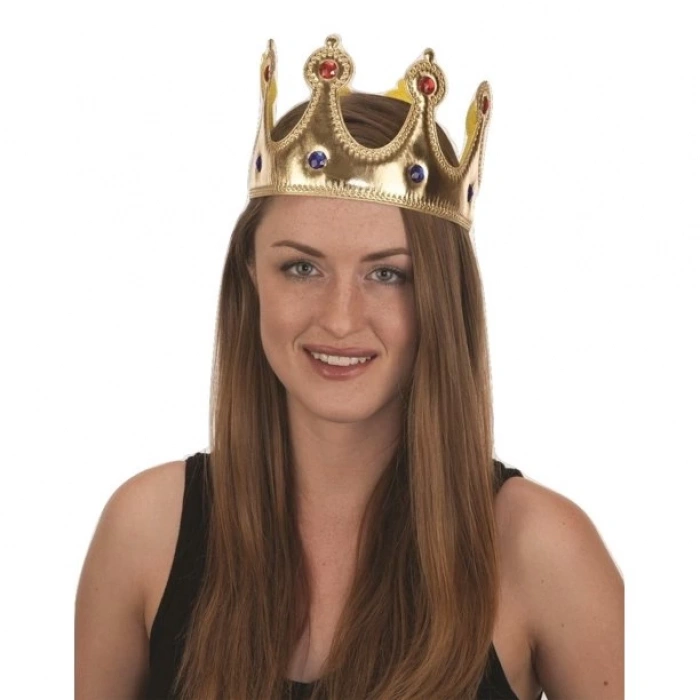 Altın Renk Kumaş Malzemeden İmal Yetişkin ve Çocuk Kral Tacı 55 cm (5047)