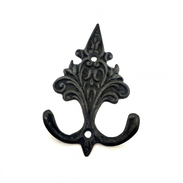 Antika Tarz Dekoratif Pirinç Çam Figürlü Askı - 98x57 Mm, Oksit