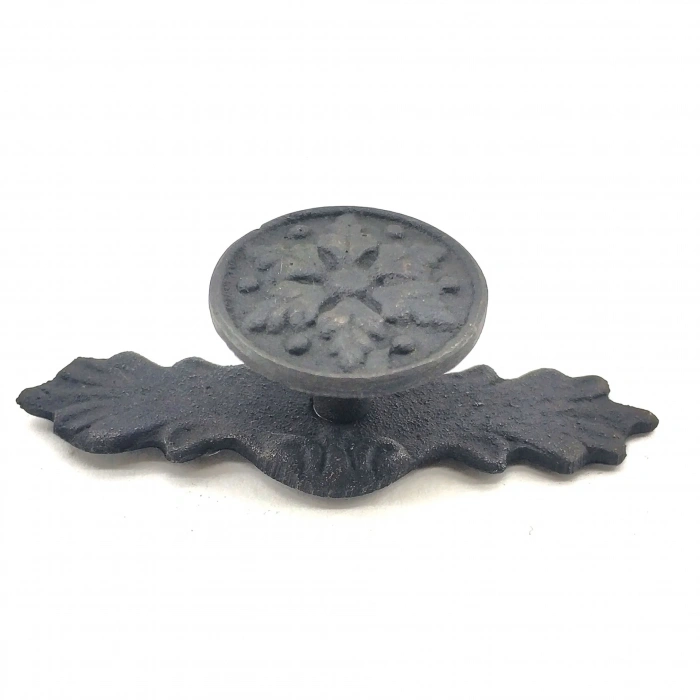 Antika Tarz Dekoratif Pirinç Çiçek Düğme - 27x70 Mm, Oksit