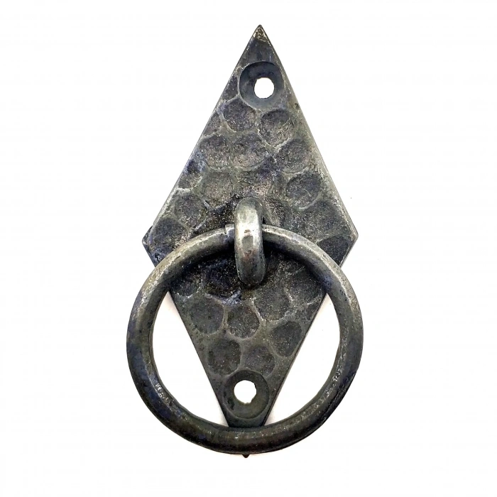 Antika Tarz Dekoratif Pirinç Dik Baklava Halka , Mobilya Kulbu - 82x41 Mm, Oksit