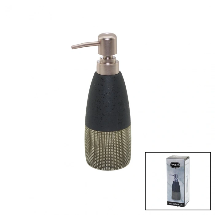 ANTRASİT GRİ - KREM MAT DESEN SERAMİK SIVI SABUNLUK (5047)