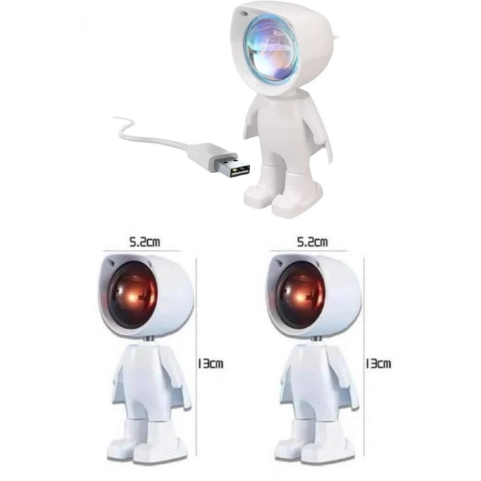 Mey İthalat® Astronot Işık Projektörü Gökkuşağı Projeksiyon Gece Lambası Hediyelik