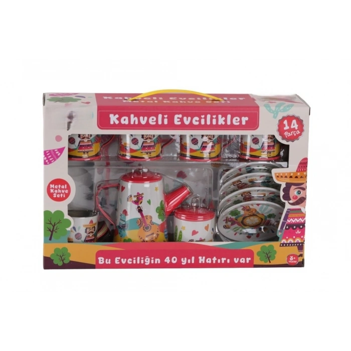 Mey İthalat® ATF-996-7A-10A 14 PARÇA DESENLİ METAL ÇAY SET