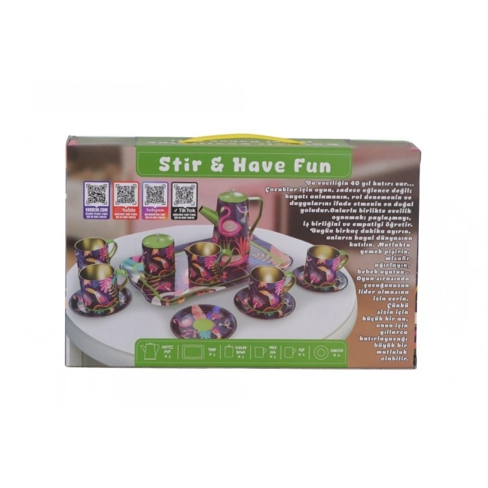 Mey İthalat® ATF-996-7A-10A 14 PARÇA DESENLİ METAL ÇAY SET