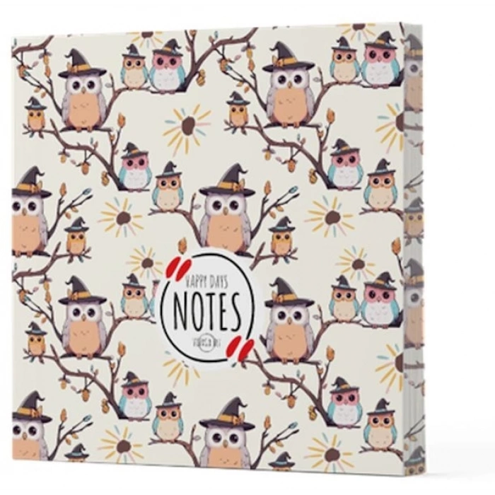 Baykuş 7 - Çizgisiz Yan Boyamalı Defter