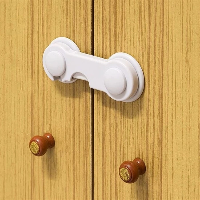 Bebek Çocuk Güvenliği Çekmece ve Dolap İçin Kendiliğinde Yapışkanlı Vidasız Kapak Kilidi (5047)