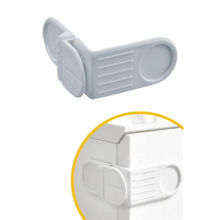 Bebek Çocuk Güvenlik Çekmece ve Dolap İçin Kendiliğinde Yapışkanlı Vidasız Köşe Kapak Kilidi (5047)