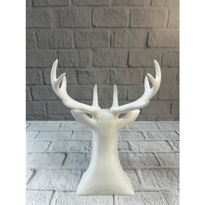 Mey İthalat® Beyaz Geyik Biblo 23 cm Dekoratif Modern Tasarım