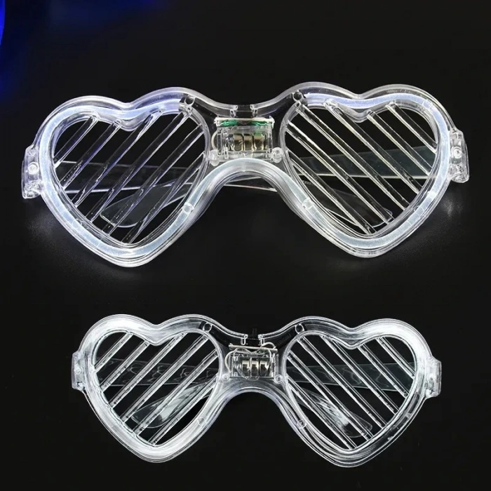 Mey İthalat® Beyaz LED Işıklı Kalp Gözlük – 3 Modlu Parti