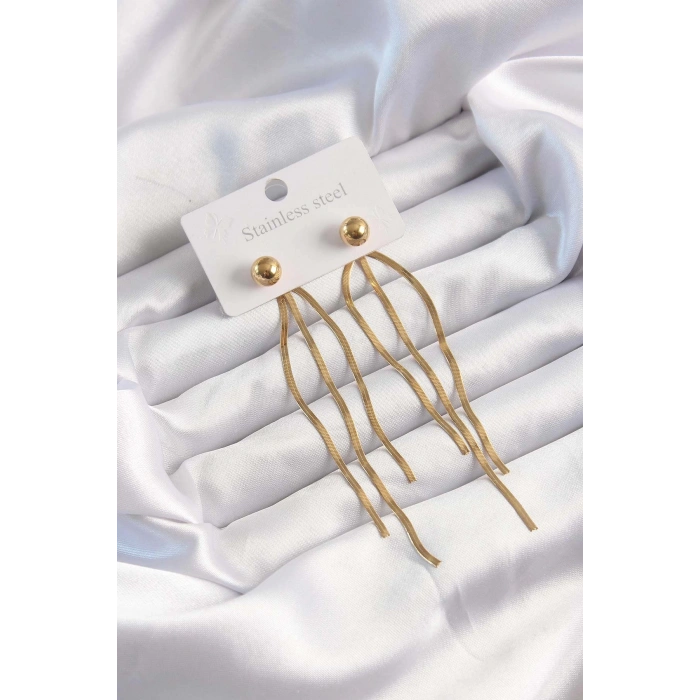 316L Çelik Altın Renk İtalyan Model Topçuk Küpe