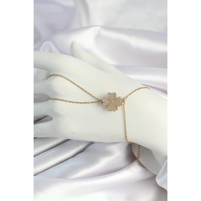 316L Çelik Gold Renk Zincirli Dönen Yonca Figürlü Şahmeran