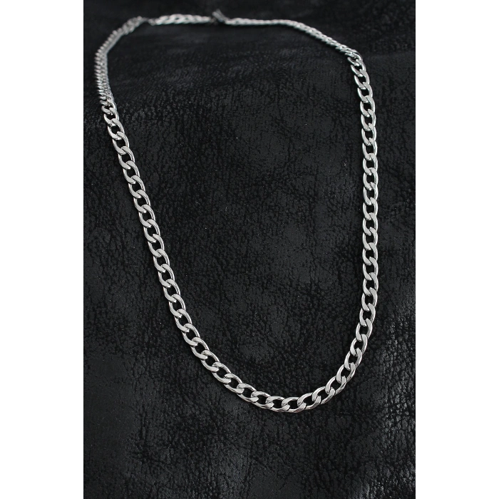 316L Çelik Kalın Klasik Zincir Model Gümüş Renk Erkek Kolye