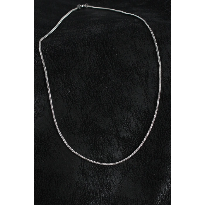 Mey İthalat® 316L Çelik Örme Zincir Model Gümüş Renk Erkek Kolye