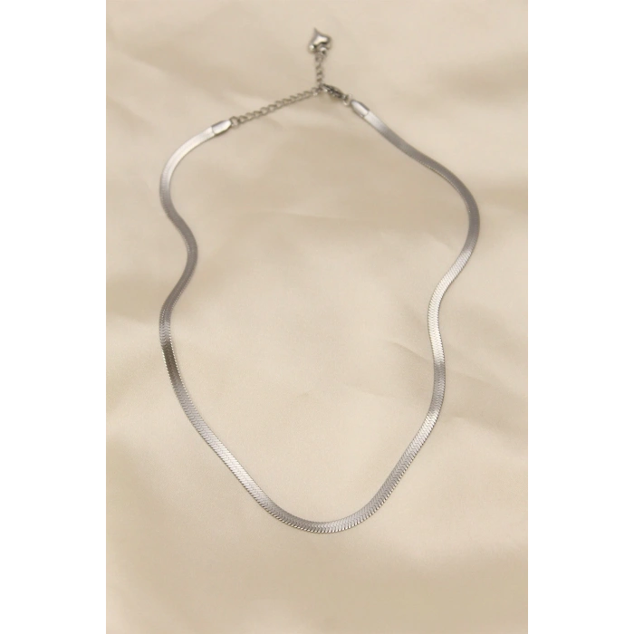 316L Çelik Silver Renk 45 cm İtalyan Zincir Model Kadın Kolye