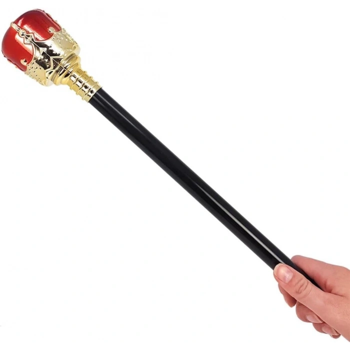 AltınRenk60cmKralTacıKraliyetTacıveKırmızıTopuzluKralAsasıSeti