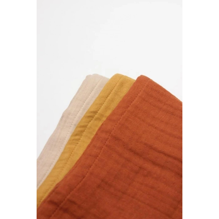 Mey İthalat® 6lı Müslin Mendil 20x20 cm 90106 Kiremit Bej Hardal