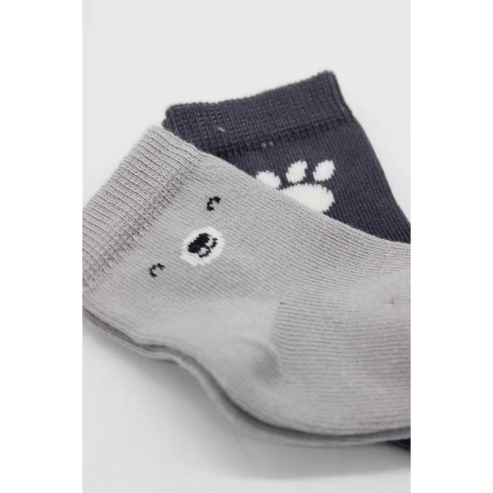 Mey İthalat®  Bear Penye Soket Çorap 2Li BS10116 Gri