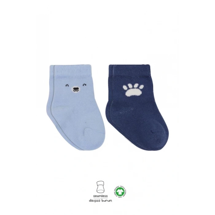 Mey İthalat®   2Li Bear Penye Soket Çorap 10116 Mavi