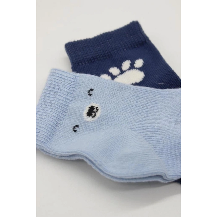 Mey İthalat®   2Li Bear Penye Soket Çorap 10116 Mavi