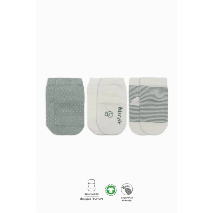 Mey İthalat®  Puanlı Kaymaz Penye Soket Çorap 3Lü BS10108 Nil (ADET FİYATIDIR)