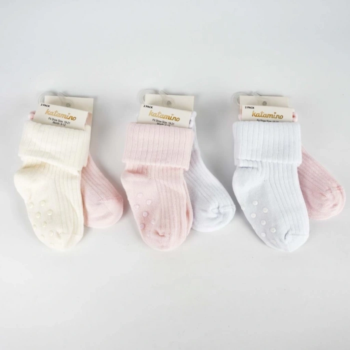 Mey İthalat®  Ginny 2li Absli Kız Bebek Soket Çorap K44109 (ADET FİYATIDIR)