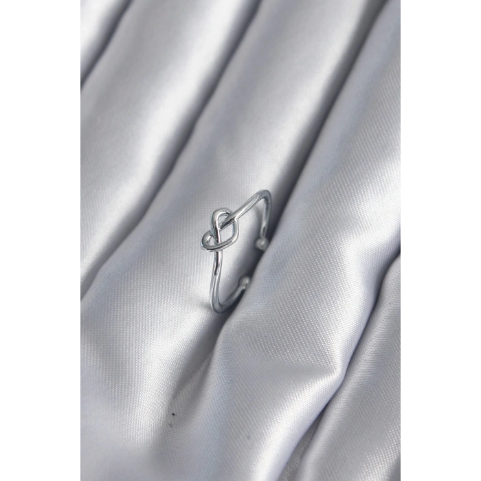 Gümüş Renk Düğüm Kalp Model Kadın Yüzük