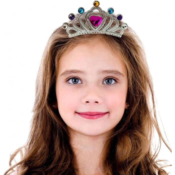 Mey İthalat® Gümüş Renk Taraklı Model Prenses Kraliçe Tacı 1 No 12x7 cm