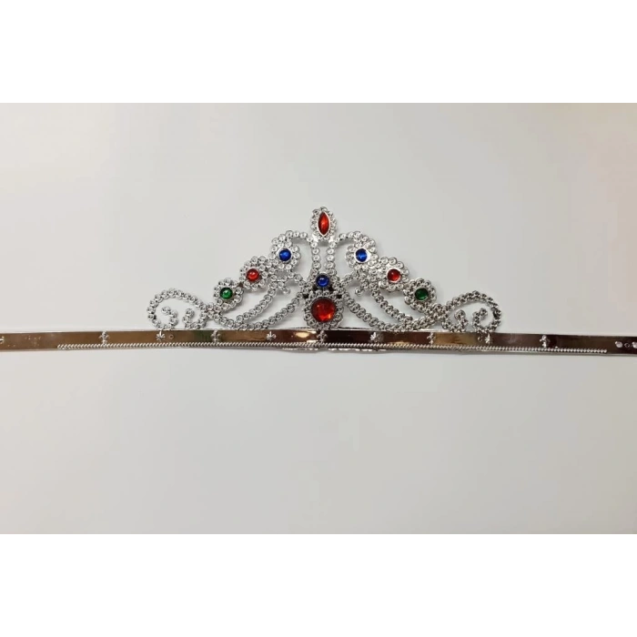 GümüşRenkPlastikPrensesTacıKraliçeTacı60cm