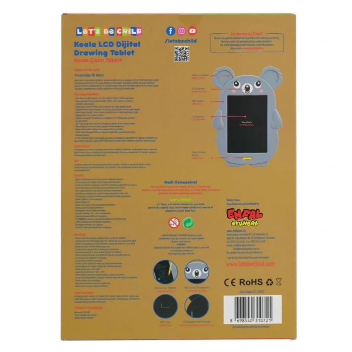 Mey İthalat® 31072 Koala Çizim Tableti 8.5 inç